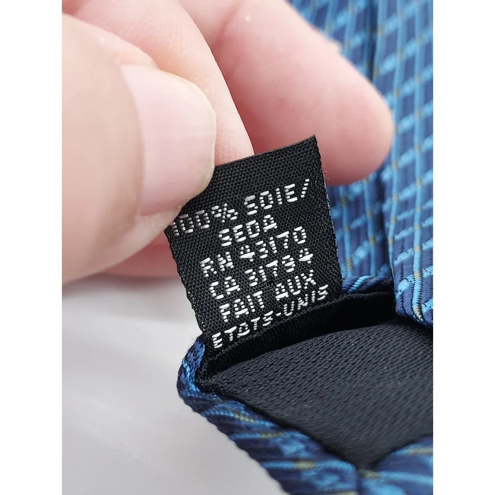 Blue Geometric Silk Tie Mens Classic Patterned Necktie T061
